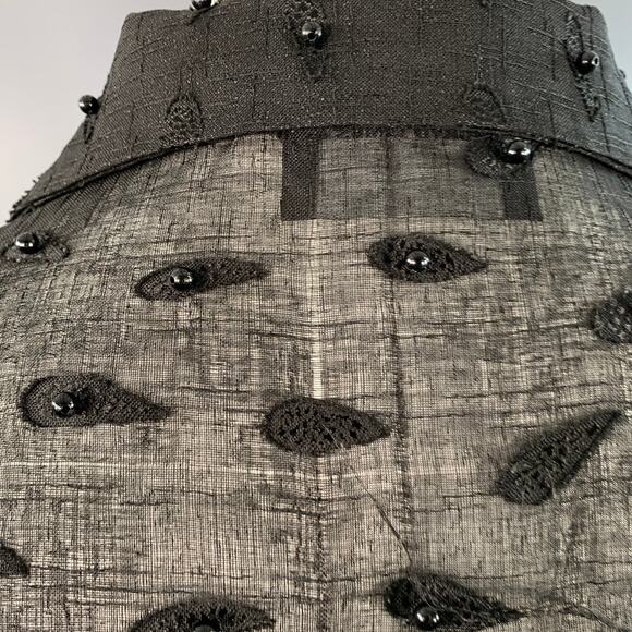 TOKYO JAMES Size L Sheer Black Linen Paisley Beaded Embroidered Shirt - Picture 5 of 10